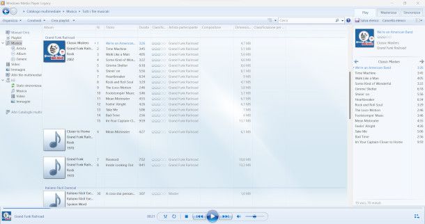 schermata Windows Media Player