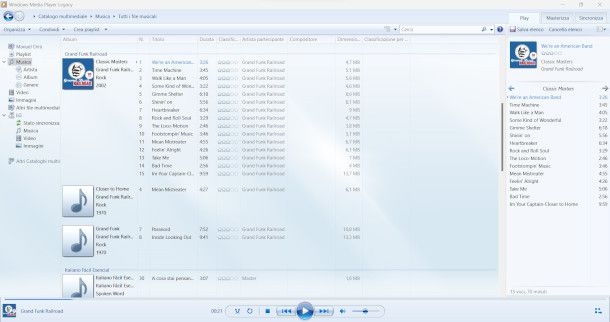 schermata Windows Media Player