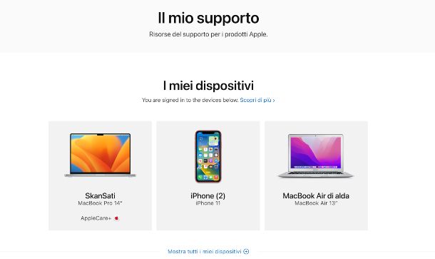 Apple il mio supporto