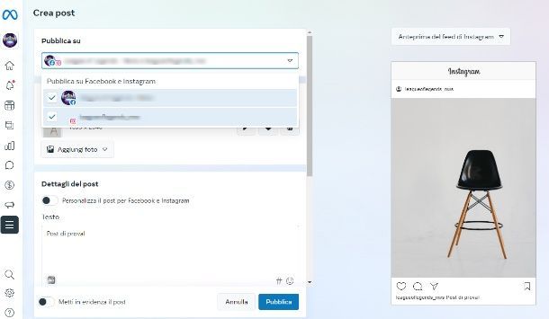 Programma post insta e fb da pc