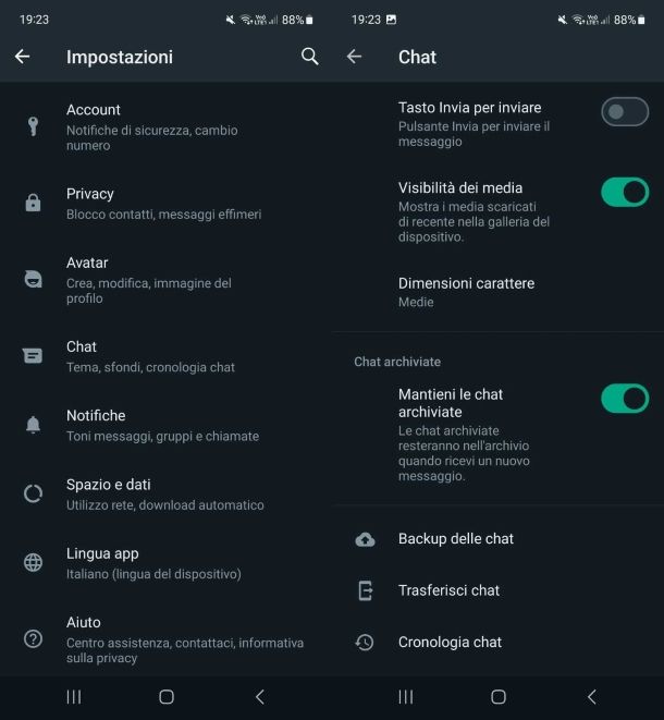 Cancellazione cronologia — WhatsApp su Android