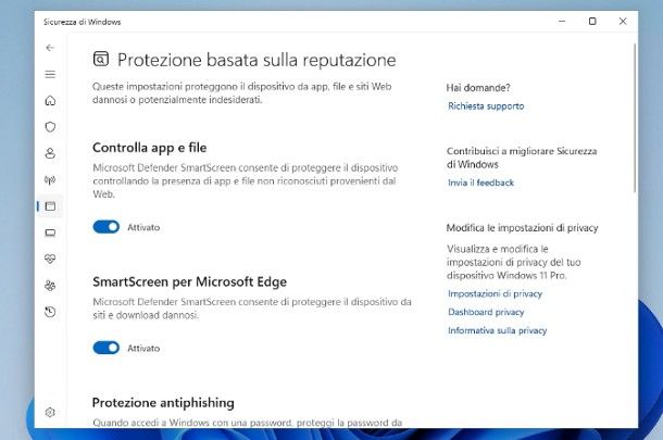 Come attivare Windows Defender SmartScreen