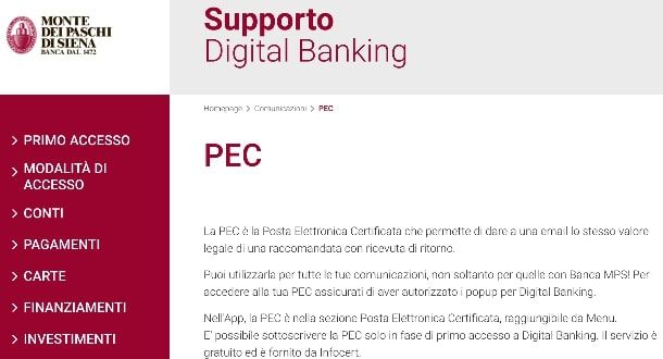 Pec gratis Monte dei Paschi di Sciena