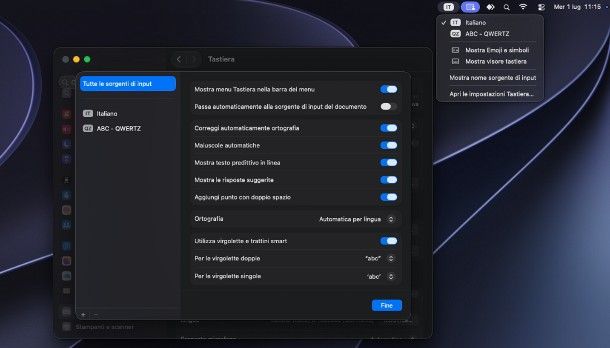 Come configurare tastiera Mac