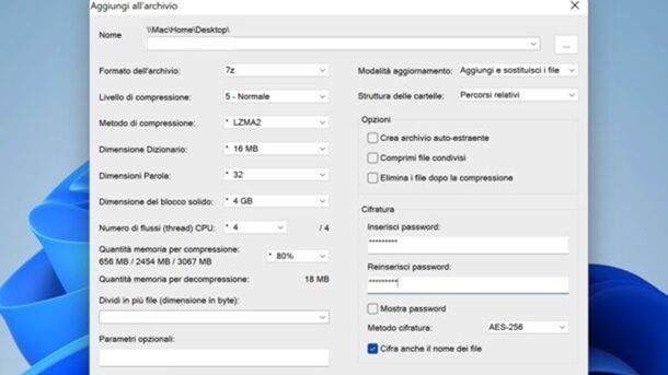 Come mettere la password a una cartella zippata