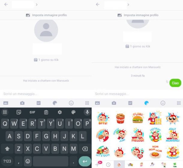 funzioni per chattare su app Kik