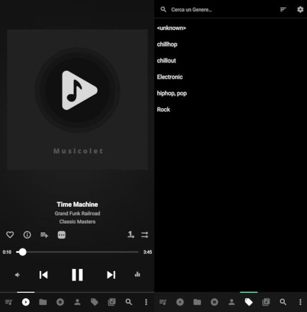 schermate app Musicolet