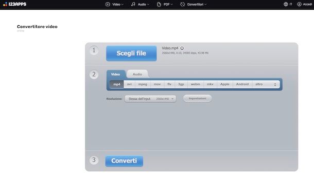 Convertitore video di 123apps