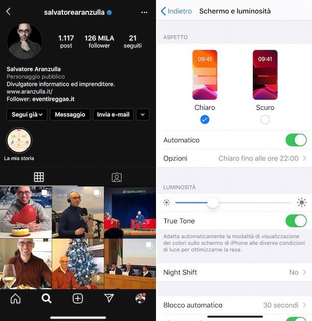 Modalità scura Instagram iPhone