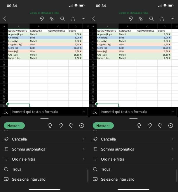 Excel — smartphone — data