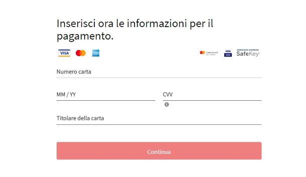 pagamento online con carta di credito/debito