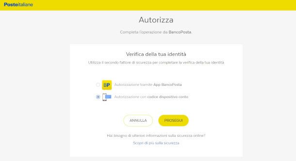 autorizzazione pagamenti online BancoPosta tramite SMS