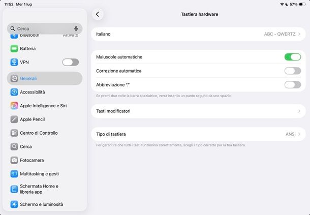 Come configurare tasti della tastiera