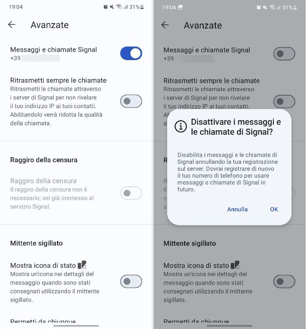 Come nascondere il numero di telefono su Signal