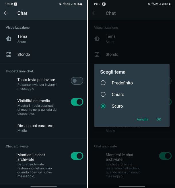 Come attivare la dark mode su WhatsApp per Android