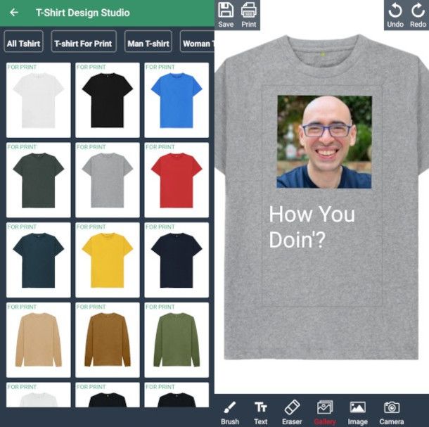 schermate app T-Shirt Design Studio
