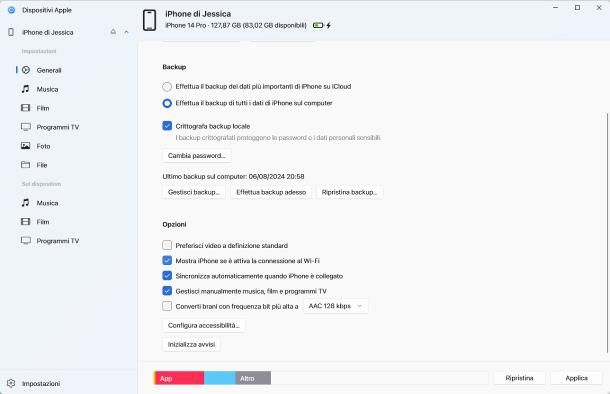Backup iPhone su Dispostivi Apple
