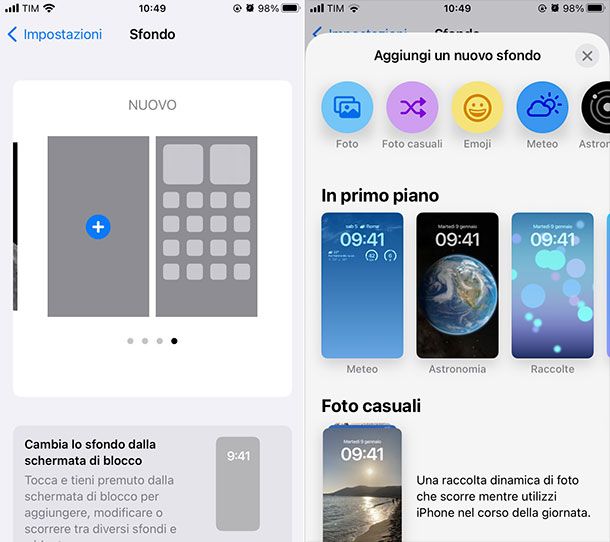 Come cambiare sfondo blocco schermo iPhone