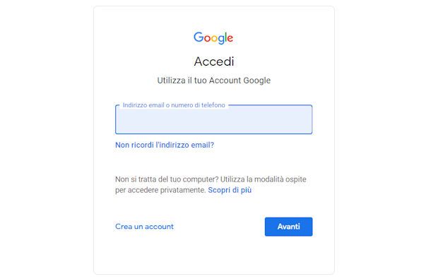 Sincronizzare account Google
