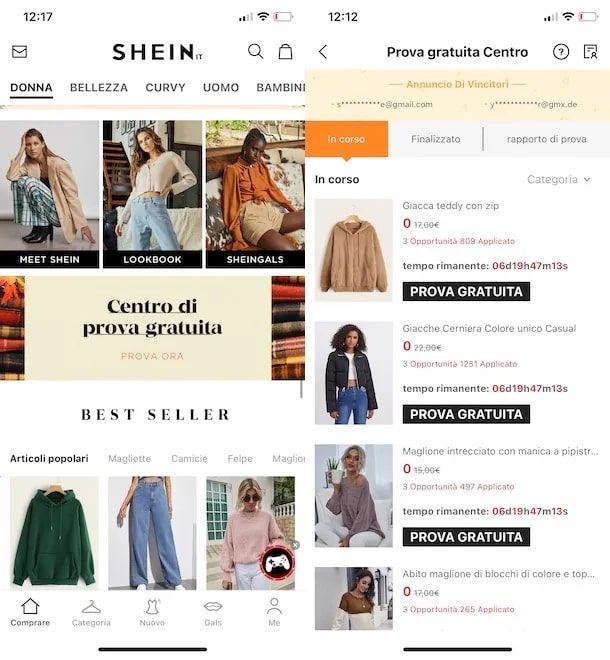 Richiedere prodotti gratis su SHEIN da app