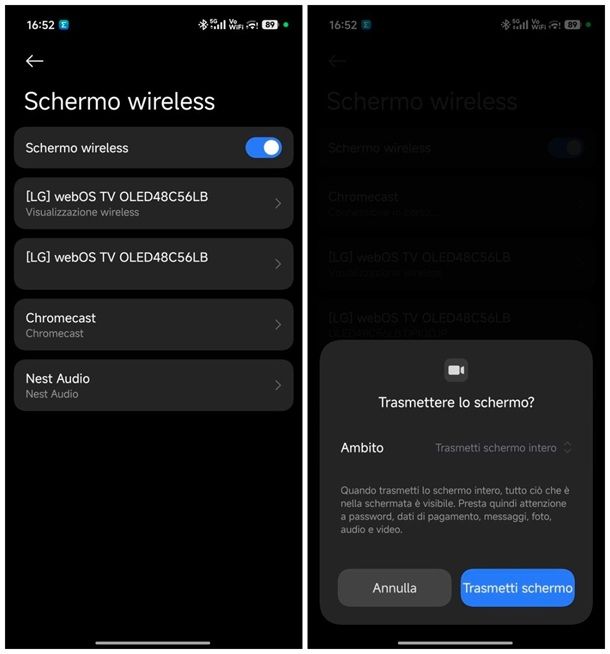 Come trasmettere schermo Android su TV Smart con Wi-Fi