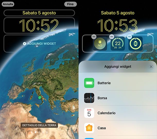 Come aggiungere widget blocco schermo iPhone