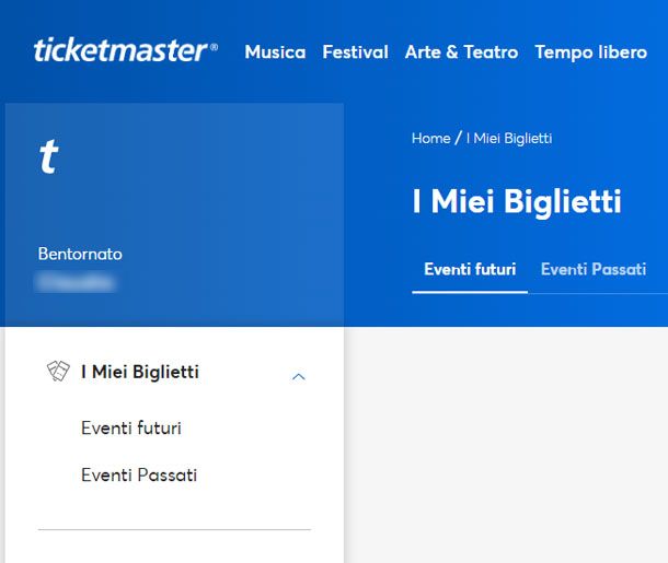 I miei biglietti su TicketMaster