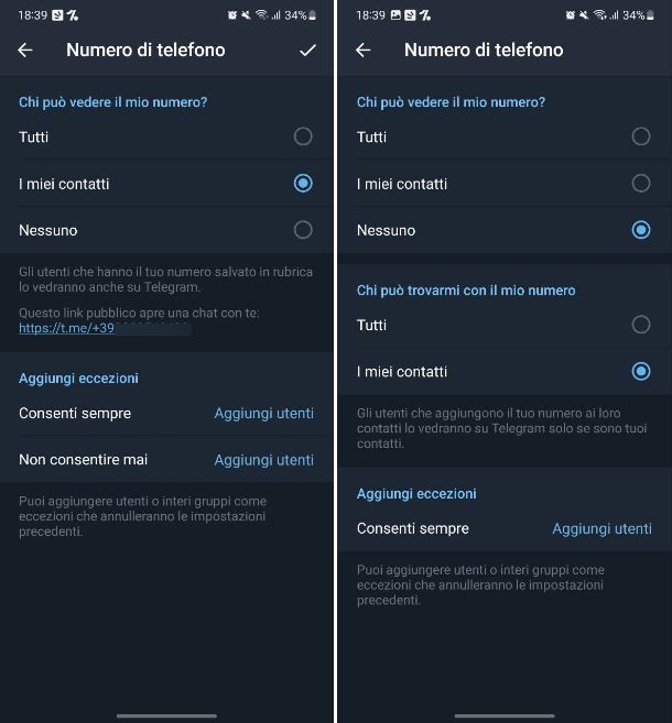 Come nascondere il numero di telefono su Telegram