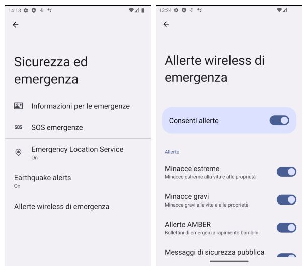Android, attivazione di IT-alert