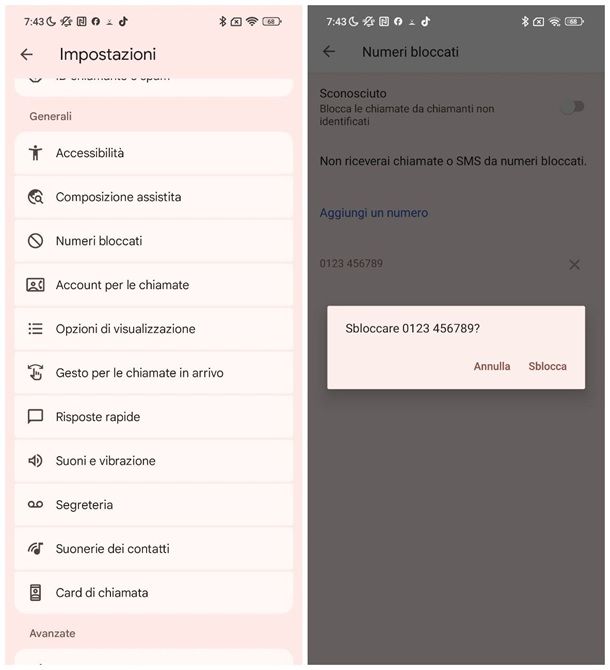 Come sbloccare un numero bloccato