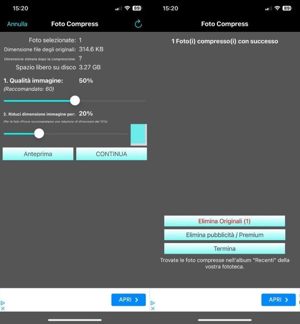 Foto Compress per iOS