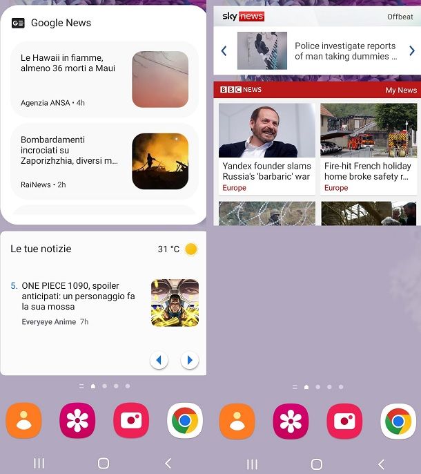 Widget per notizie su Android