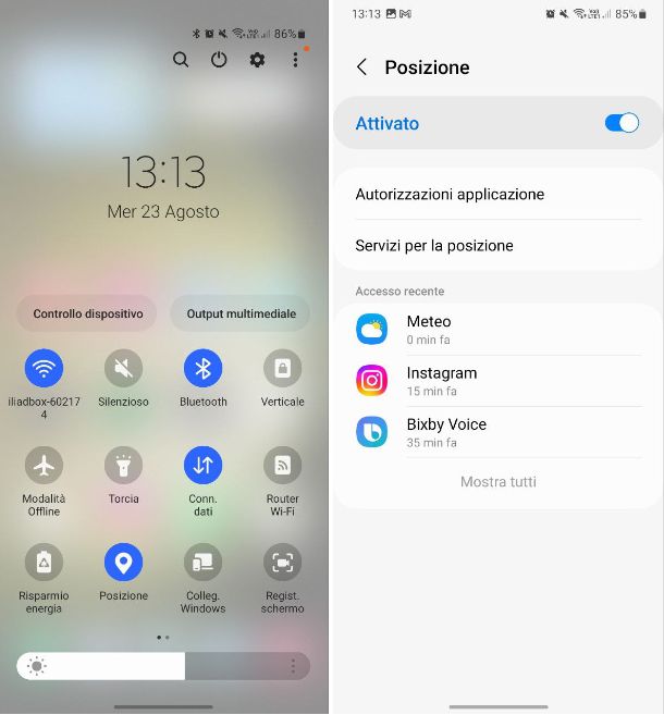Come attivare localizzazione Samsung