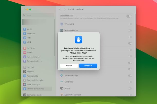 Come disattivare la localizzazione su Mac