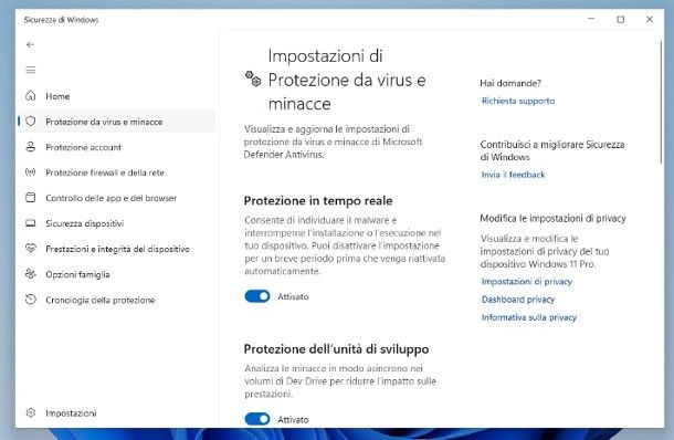Come attivare Windows Defender su Windows 11