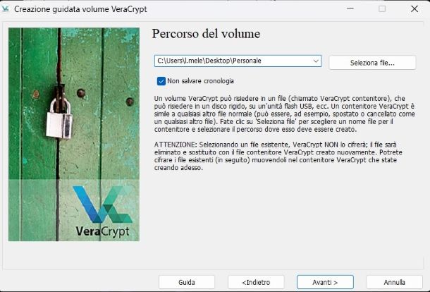 Creazione guidata volume VeraCrypt per Windows