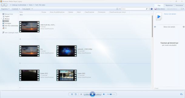 schermata Windows Media Player Legacy