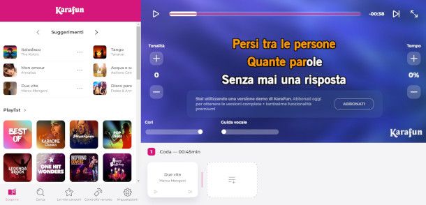 Web player sito karafun