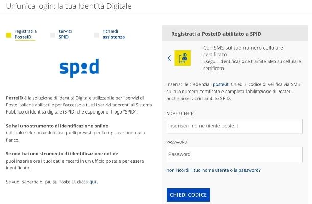 Login SPID Poste