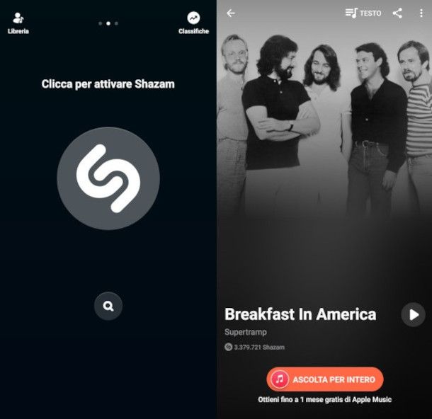 schermate app Shazam