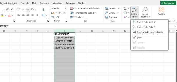 Come ordinare dati in ordine crescente su Excel