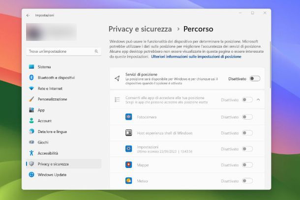 Come disattivare la localizzazione su PC