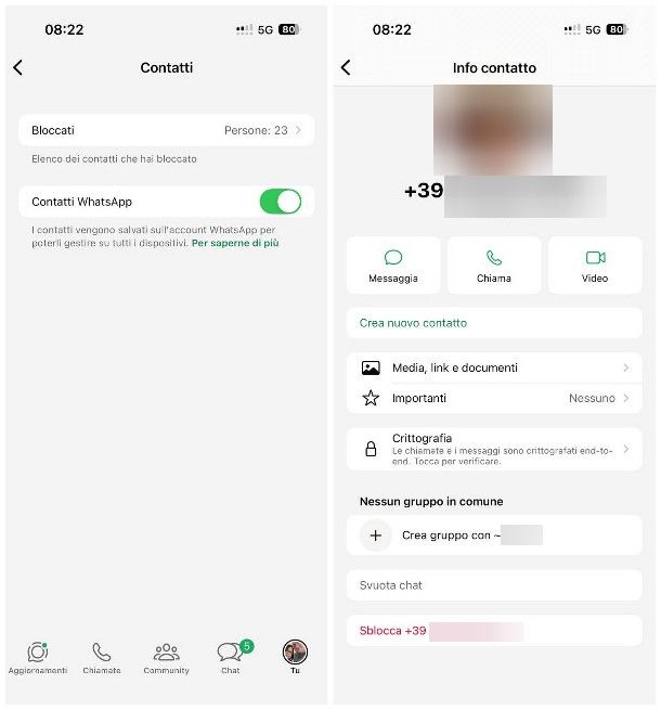 Come sbloccare un numero bloccato su WhatsApp