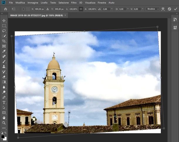 raddrizzare immagine con Photoshop