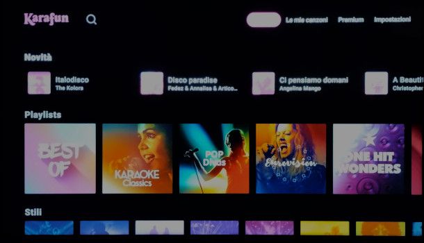 interfaccia KaraFun per TV