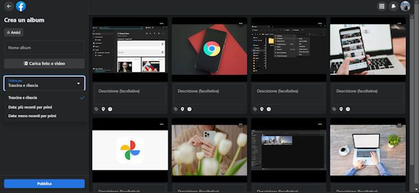 Come ordinare le foto su Facebook