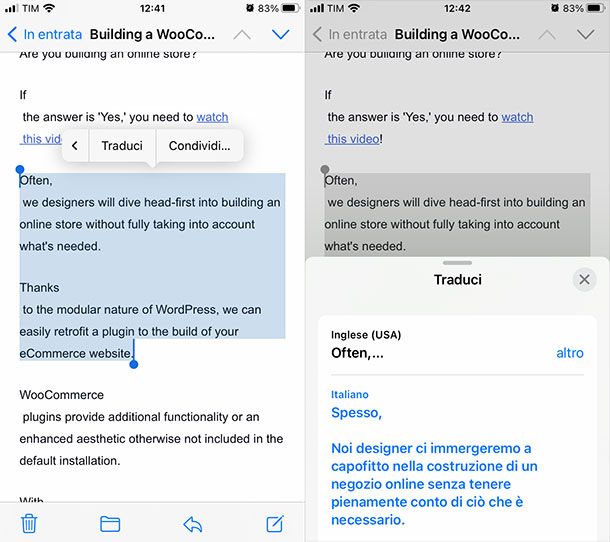 Come tradurre email con Apple Mail