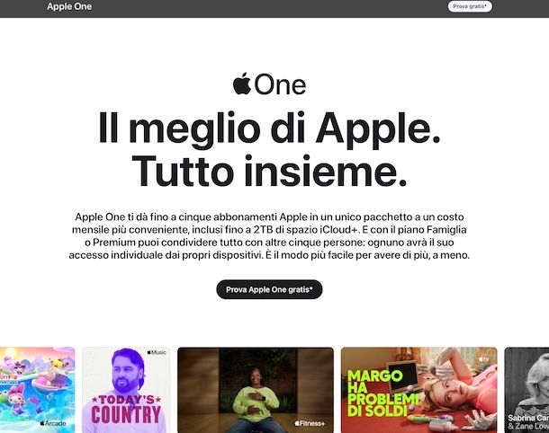Apple One prova gratuita