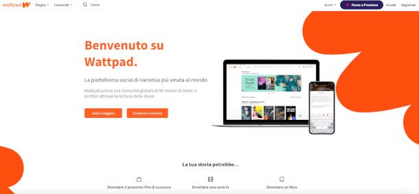 home page sito wattpad