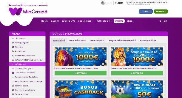 WinCasinò promozioni